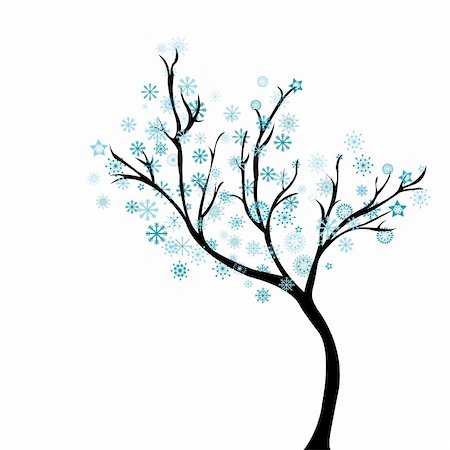 simsearch:400-04725012,k - Winter tree with snowflakes Stock Photo - Budget Royalty-Free & Subscription, Code: 400-05726151