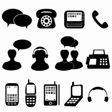 fax - Telephone and communication icons and symbols Fotografie stock - Microstock e Abbonamento, Codice: 400-05727227