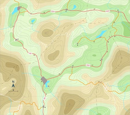 Editable vector illustration of a generic map showing relief contours Stock Photo - Budget Royalty-Free & Subscription, Code: 400-05727694