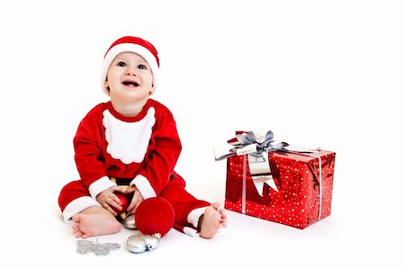 simsearch:400-05727835,k - Portrait of cute little boy in Santa Claus costume. Isolated on white Fotografie stock - Microstock e Abbonamento, Codice: 400-05727824