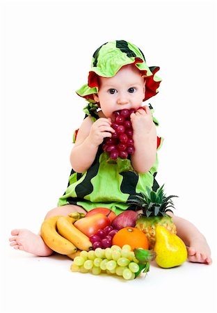 Portrait of cute little boy in watermelon costume. Isolated on white Stock Photo - Budget Royalty-Free & Subscription, Code: 400-05727830