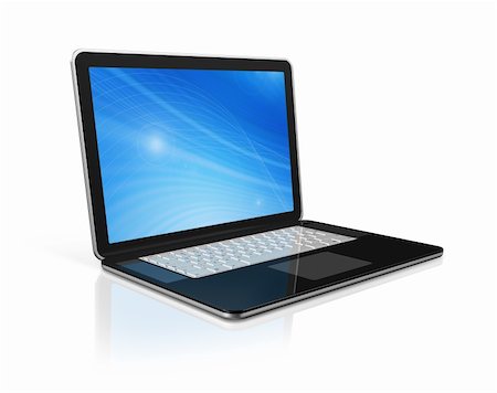 simsearch:400-04854535,k - 3D black laptop computer isolated on white with 2 clipping path : one for global scene and one for the screen Stock Photo - Budget Royalty-Free & Subscription, Code: 400-05727840