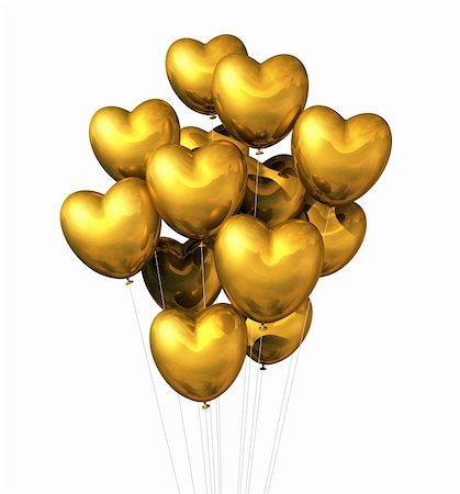 gold heart shaped balloons isolated on white. valentine's day symbol Photographie de stock - Aubaine LD & Abonnement, Code: 400-05727842