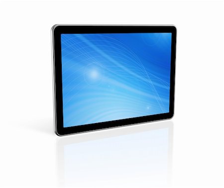 3D digital tablet pc, computer screen isolated on white. With 2 clipping paths : global scene clipping path and screen clipping path Stock Photo - Budget Royalty-Free & Subscription, Code: 400-05727856