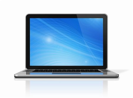 simsearch:400-04854535,k - 3D laptop computer isolated on white with 2 clipping path : one for global scene and one for the screen Stock Photo - Budget Royalty-Free & Subscription, Code: 400-05727850