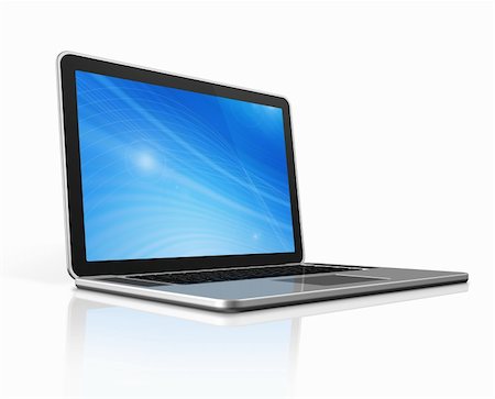 simsearch:400-04854535,k - 3D laptop computer isolated on white with 2 clipping path : one for global scene and one for the screen Stock Photo - Budget Royalty-Free & Subscription, Code: 400-05727851