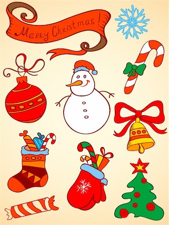 doodle vector Christmas  elements for design Photographie de stock - Aubaine LD & Abonnement, Code: 400-05727902