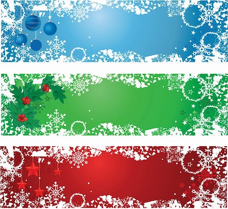 star background banners - Three Christmas banners. Blue, green, red with winter decoration. Photographie de stock - Aubaine LD & Abonnement, Code: 400-05727975