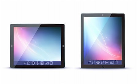 simsearch:400-04907291,k - Vector illustration of classy tablet PC in horizontal and vertical view with icons on a toolbar Fotografie stock - Microstock e Abbonamento, Codice: 400-05728081