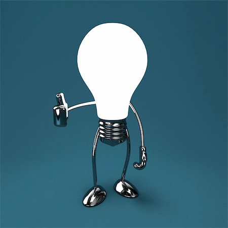 Illustration of a white bulb with hands and feet Stock Photo - Budget Royalty-Free & Subscription, Code: 400-05728192