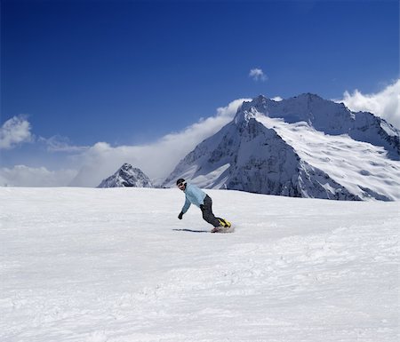 simsearch:400-08780271,k - Snowboarder descends a slope. Caucasus Mountains Photographie de stock - Aubaine LD & Abonnement, Code: 400-05728374