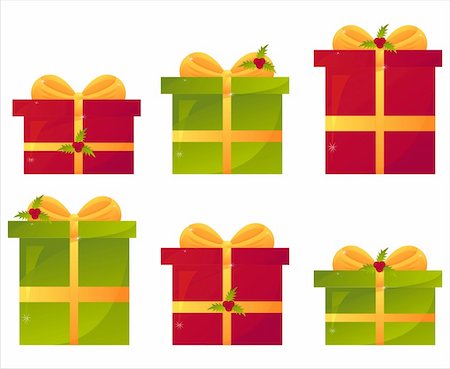 simsearch:400-05743697,k - set of 6 christmas presents with berries Stock Photo - Budget Royalty-Free & Subscription, Code: 400-05729116