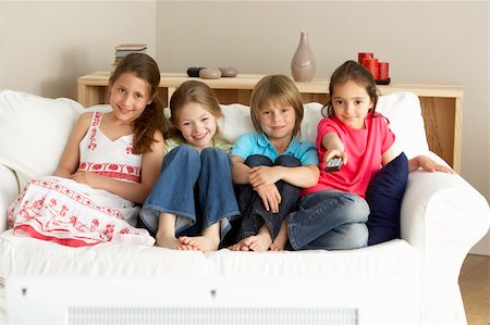 simsearch:6109-06003128,k - Young Children Watching Television at Home Stock Photo - Budget Royalty-Free & Subscription, Code: 400-05729745