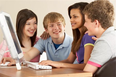 Teenagers on Computer at Home Stock Photo - Budget Royalty-Free & Subscription, Code: 400-05729891