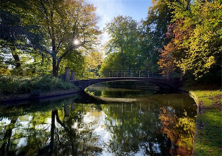 sun stream - Autumn in a park with an old bridge Stock Photo - Budget Royalty-Free & Subscription, Code: 400-05729998