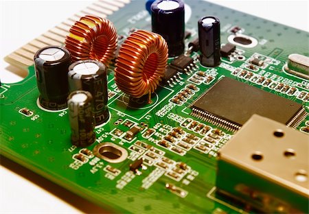 Closeup detail of a green electronic circuit board Stock Photo - Budget Royalty-Free & Subscription, Code: 400-05720048