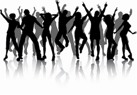 Silhouettes of lots of people dancing Stock Photo - Budget Royalty-Free & Subscription, Code: 400-05720392