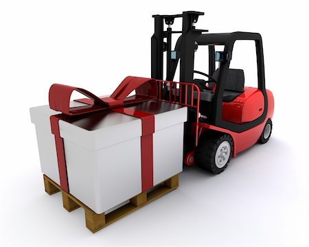 3D Render of a Forklift truck with christmas gift box Photographie de stock - Aubaine LD & Abonnement, Code: 400-05720419