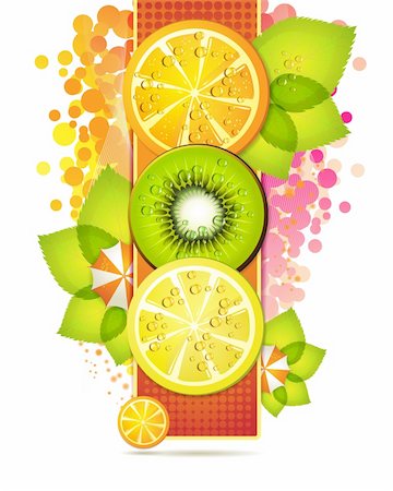 Orange banner with fruits slices Stock Photo - Budget Royalty-Free & Subscription, Code: 400-05720651