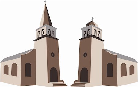 silvav (artist) - Two churches in vector illustration Foto de stock - Super Valor sin royalties y Suscripción, Código: 400-05720697