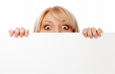 eye background for banner - Beautiful woman looking surprised and scared. Isolated over white. Stock Photo - Budget Royalty-Free & Subscription, Code: 400-05720811