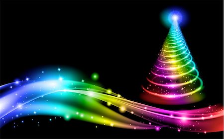 simsearch:400-08190254,k - Abstract Christmas Tree. Illustration on black background Stock Photo - Budget Royalty-Free & Subscription, Code: 400-05720930