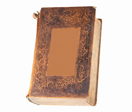 Antique book with blank rectangle for type, isolated with clipping path Stock Photo - Budget Royalty-Free & Subscription, Code: 400-05721043