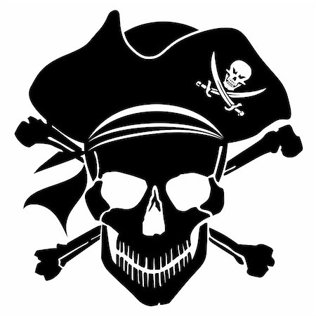 Pirate Skull Captain with Hat and Cross Bones Clipart Illustration Stock Photo - Budget Royalty-Free & Subscription, Code: 400-05721451