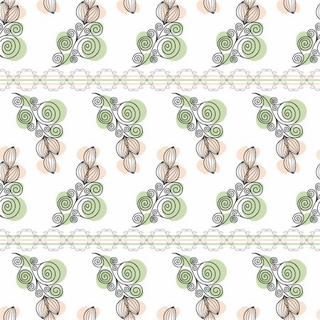 simsearch:400-05922161,k - Seamless white floral pastel pattern with flowers, spots and strips (vector) Photographie de stock - Aubaine LD & Abonnement, Code: 400-05721549