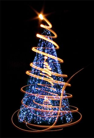 xmas tree (lights) on the black background Stock Photo - Budget Royalty-Free & Subscription, Code: 400-05721554