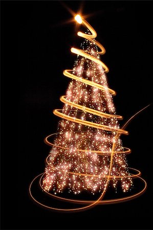 xmas tree (lights) on the black background Stock Photo - Budget Royalty-Free & Subscription, Code: 400-05721553