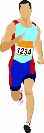 runner with medals - Long-distance runner. Short-distance runner. Vector illustration Stock Photo - Budget Royalty-Free & Subscription, Code: 400-05721820