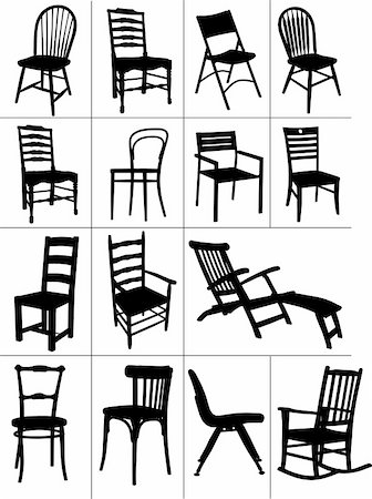 Big set of home chair silhouettes. Vector illustration Stock Photo - Budget Royalty-Free & Subscription, Code: 400-05721837