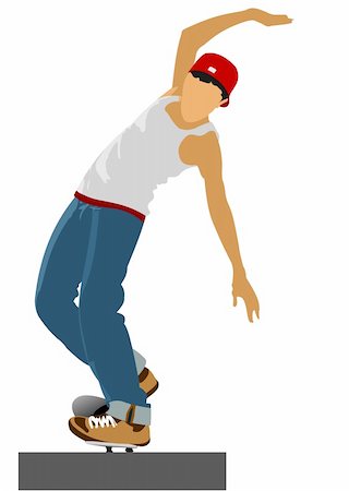extreme sport clipart - Teenager on skateboard. Vector illustration Stock Photo - Budget Royalty-Free & Subscription, Code: 400-05721840