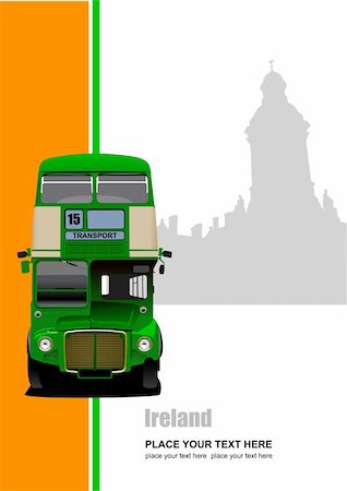 Vintage green bus illustration. Vector Stock Photo - Budget Royalty-Free & Subscription, Code: 400-05721855