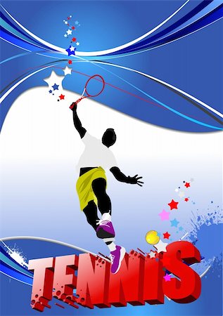 simsearch:400-07758215,k - Tennis player poster. Colored Vector illustration for designers Fotografie stock - Microstock e Abbonamento, Codice: 400-05721851