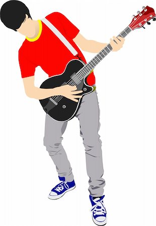 simsearch:400-04165960,k - Guitar player isolated on the white background. Vector illustration Stock Photo - Budget Royalty-Free & Subscription, Code: 400-05721896