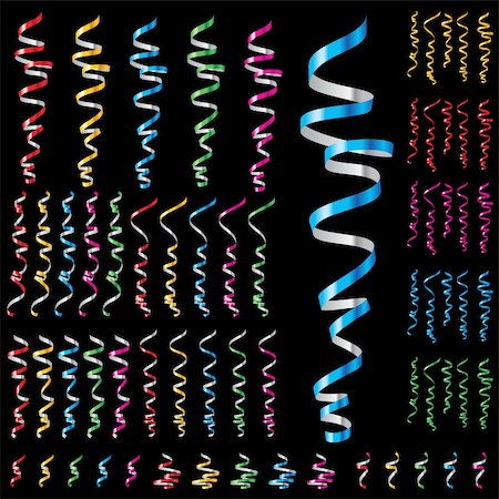 scrolled up paper - Set of ribbons. Illustration on black background for design Stock Photo - Budget Royalty-Free & Subscription, Code: 400-05723034