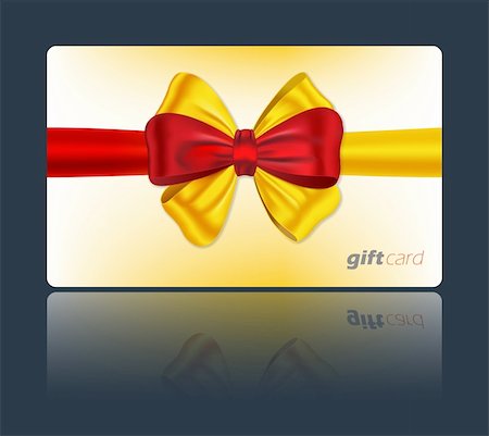 simsearch:400-06199913,k - Gift card with red and yellow ribbon and bow. Vector illustration Stock Photo - Budget Royalty-Free & Subscription, Code: 400-05723132