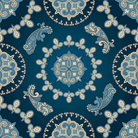 vector seamless paisley pattern in blue Stock Photo - Budget Royalty-Free & Subscription, Code: 400-05723142