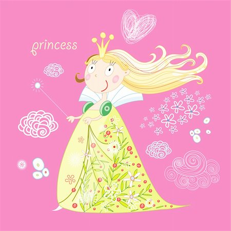 simsearch:400-06100097,k - bright little princess on a pink background with clouds Stock Photo - Budget Royalty-Free & Subscription, Code: 400-05723355