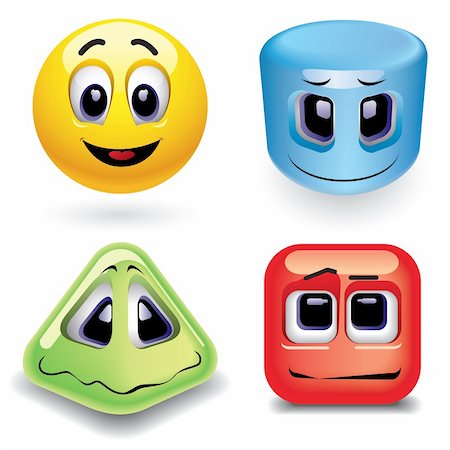 Smiling balls as different geometric shapes Stock Photo - Budget Royalty-Free & Subscription, Code: 400-05723362