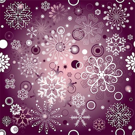 simsearch:400-04728067,k - Seamless violet and pink Christmas pattern with snowflakes and balls (vector) Foto de stock - Super Valor sin royalties y Suscripción, Código: 400-05723514