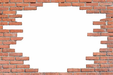 Frame of destroyed wall with empty white background Stock Photo - Budget Royalty-Free & Subscription, Code: 400-05723896