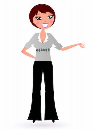 simsearch:400-04204809,k - Beautiful young Business Woman makes presentation. Vector Stock Photo - Budget Royalty-Free & Subscription, Code: 400-05734057