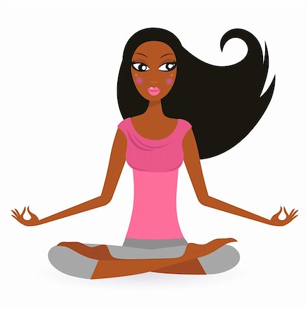 Cute afro woman practicing yoga exercise. Vector Illustration. Photographie de stock - Aubaine LD & Abonnement, Code: 400-05734065