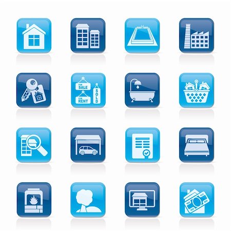 simsearch:400-08967527,k - Real Estate objects and Icons - Vector Icon Set Stock Photo - Budget Royalty-Free & Subscription, Code: 400-05734110