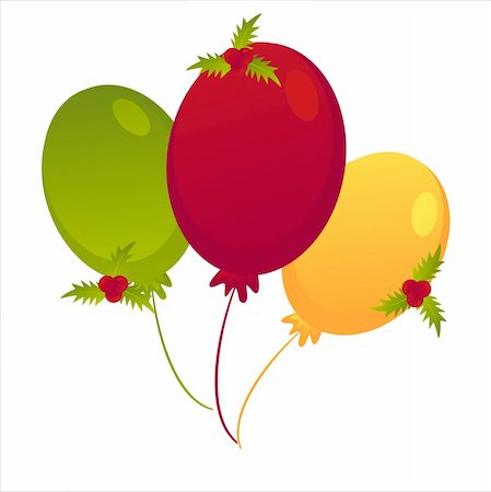 simsearch:400-05743697,k - christmas colored balloons with berries isolated on white Stock Photo - Budget Royalty-Free & Subscription, Code: 400-05734166