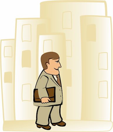 cute important cartoon businessman going to work in city Stock Photo - Budget Royalty-Free & Subscription, Code: 400-05734417