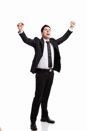 simsearch:400-04343310,k - Young businessman with arms up isolated over a white background Photographie de stock - Aubaine LD & Abonnement, Code: 400-05734453
